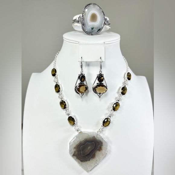 Beautiful Solar Quartz 925 Large Necklace & Bracelet ONLY - Picture 3 of 9